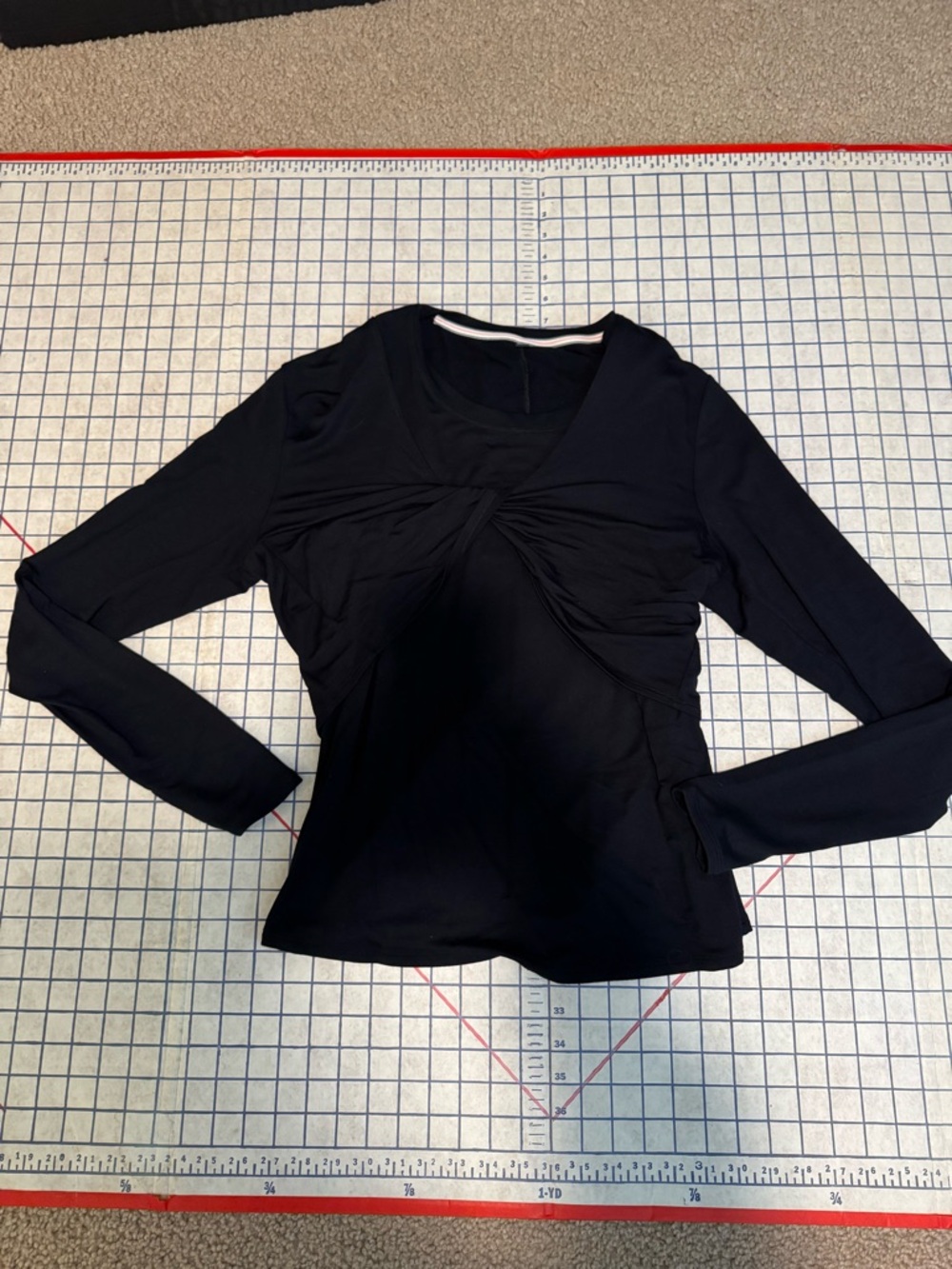 Cabi 2 piece set, Black Twist-Front Long Sleeve over Sleeveless T-shirt